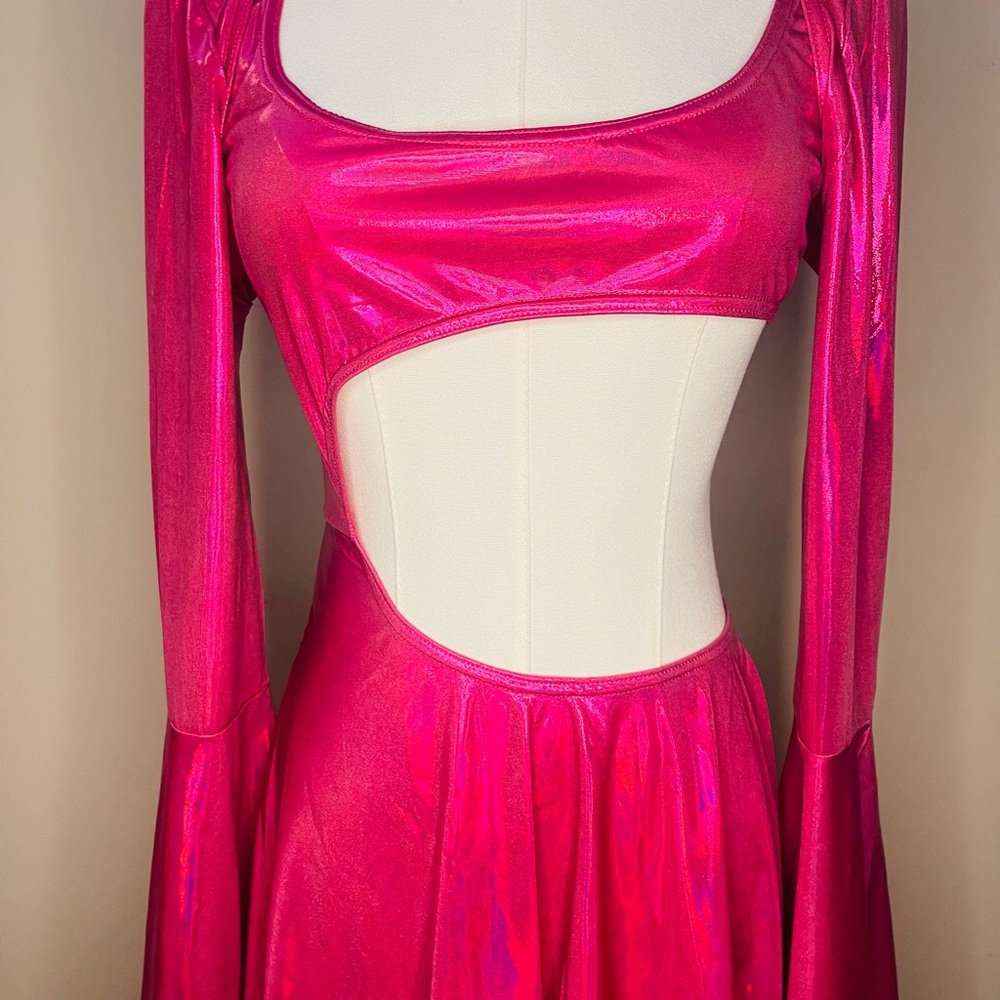DOLLS KILL - CLUB EXX DAZZLER dress NWT hot metallic pink - Picture 4 of 15
